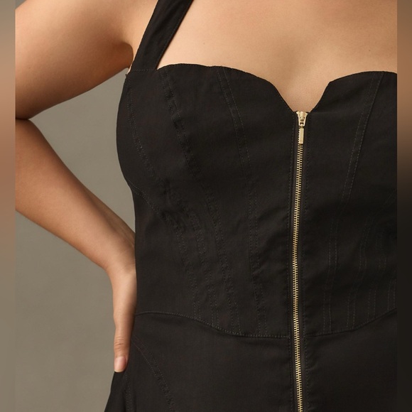 🐦⬛Zip-Front Corset A-Line Midi Dress with Seamed Bodice in Black, 12, NWT✨ - Picture 6 of 8